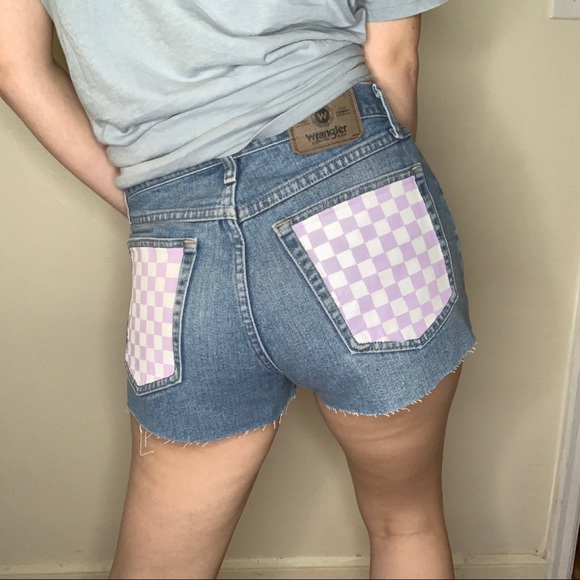 WRANGLER Purple Checkered Pockets Relaxed Shorts - Picture 3 of 7